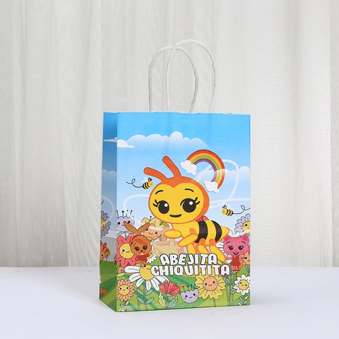 Cartoon Creative Bee Paper Gift Bag With Handles Animal Flower Printing Portable Packaging Bag For Kids Birthday Party Holiday Gift