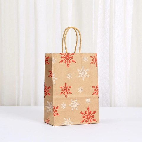 Weihnachten Kraftpapier Geschenktüten Mit Griff Weihnachtsmann Rentier Schneeflocke Lebkuchenmann Urlaub Verpackungsbeutel