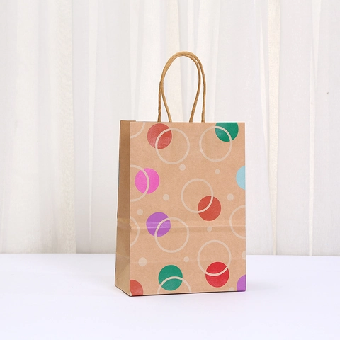 Kraftpapier Punkte Geschenktüten Mit Griffen Für Einkaufen Geburtstag Feier Geometrisches Muster Party Mitbringsel Taschen