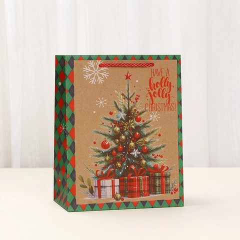 Sacchetti Regalo in Carta Kraft di Natale Con Manici Stampe Festive di Babbo Natale Renna per Feste e Caramelle