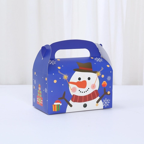 Scatola Regalo di Natale in Carta Kraft Festiva Portatile Stampata a Cartoni Animati per Caramelle Dessert Con Manico Articoli per Feste