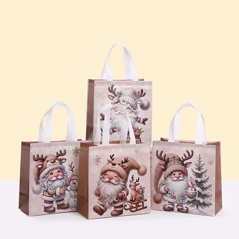 Weihnachten Vliesstoff Geschenktüte Weihnachtsmann Rentier Schneemann Cartoon Handtasche Party Mitbringsel Tragetasche Verpackung