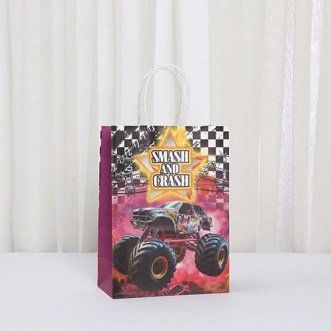 Monster-Truck Themen Party Geschenktüten Smash And Crash Monster-Truck Bash Papiertüten Mit Griffen Für Kinder Geburtstag Party Deko