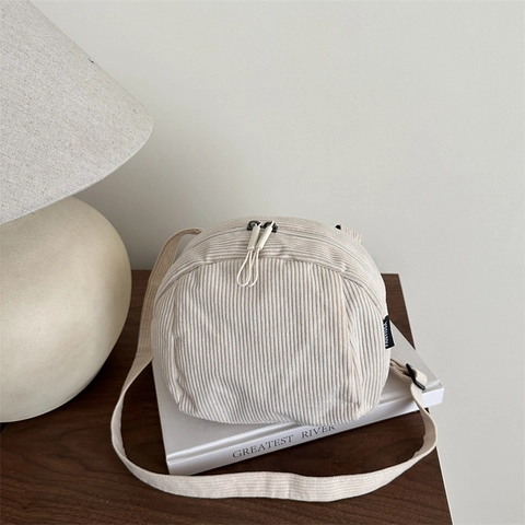Sac à Bandoulière en Velours Côtelé pour Femmes Forme Coquille Sacoche Décontractée Vintage Minimaliste Sangle Réglable Sac à Main Quotidien