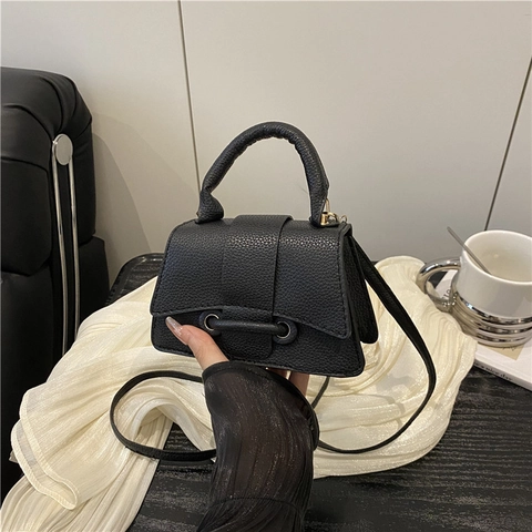 Sac à Bandoulière Femme Mini en Cuir PU Motif Litchi Sac à Main Minimaliste Avec Bandoulière Réglable Mode Quotidienne