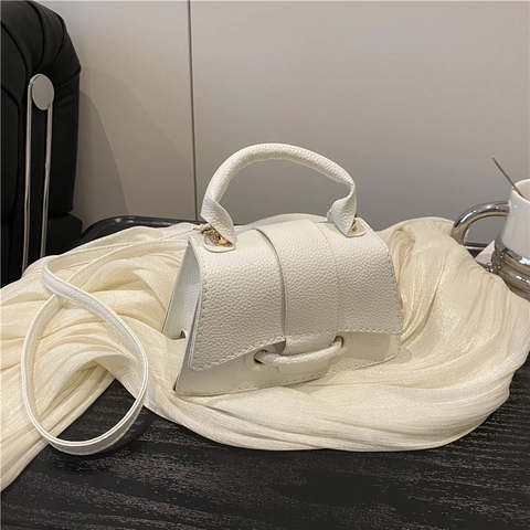 Sac à Bandoulière Femme Mini en Cuir PU Motif Litchi Sac à Main Minimaliste Avec Bandoulière Réglable Mode Quotidienne