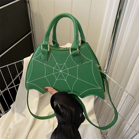 Borsa a Tracolla da Donna con Ali di Pipistrello Motivo a Ragnatela Borsa a Mano in Pelle PU Stile Gotico Halloween