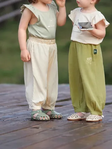 Kinderen Muggenbroek Zomer Dun Ademend Viscose Lantaarnbroek Voor Jongens Meisjes Cartoon Borduurwerk Casual Broek