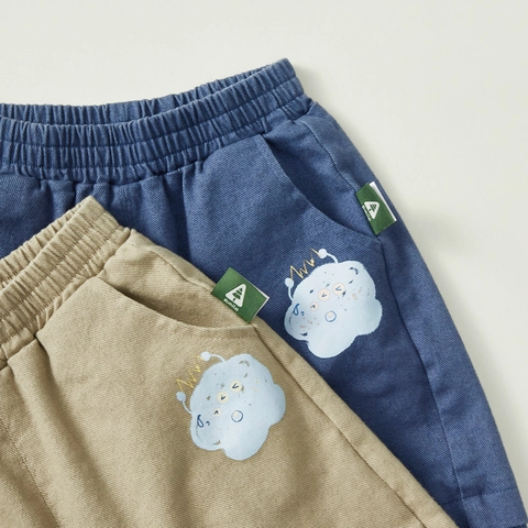 Boys Cargo Pants Cotton Blend Elastic Waist Monster Print Cuffed Casual Trousers For Kids Spring Autumn Daily Wear