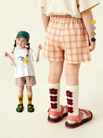 Mädchen Casual Baumwolle Shorts Atmungsaktiv Leopard Zebra Karo Bedruckt Sommer Hosen Für Kinder Kleinkinder Bequem Elastischer Bund