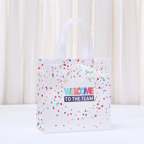 Sacchetti Regalo in Tessuto Non Tessuto Plastificato Con Scritta Welcome To The Team Sacchetti per Caramelle per Festa Ufficio