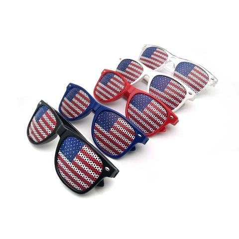 Patriotic USA Flag Pinhole Sunglasses Patriotic Mesh Lens Square Frame Glasses For Independence Day Party Decoration Unisex Eyewear