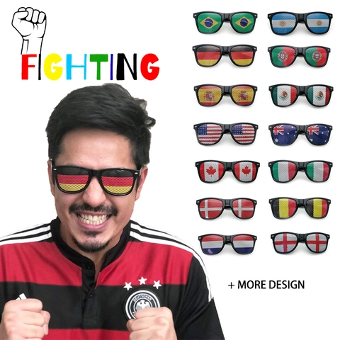 National Flag Pinhole Sunglasses Party Fans Cheering Novelty Glasses PC Frame AC Lens UV400 Soccer Pattern Eye Wear For Event