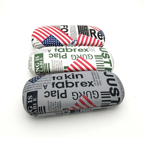 Vintage US Flag Newspaper Print Hard Shell Glasses Case Metal PU Leather Sunglasses Storage Box Eyewear Protector For Unisex Daily Travel