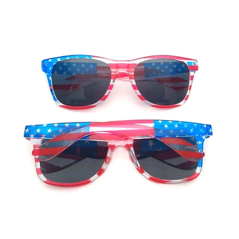 Amerikanische Flagge Sonnenbrille USA Sterne Und Streifen Quadratischer Rahmen UV400 Schutz Party Brille Für Herren Damen
