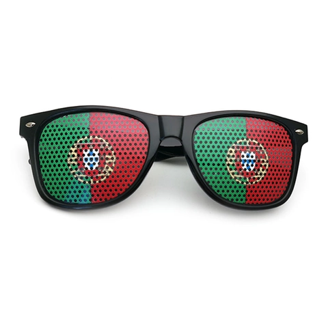 Lunettes de Soleil à Trous Drapeau Portugal pour Supporters de Football Coupe du Monde Fête Homme Femme Monture Carrée PC AC UV400