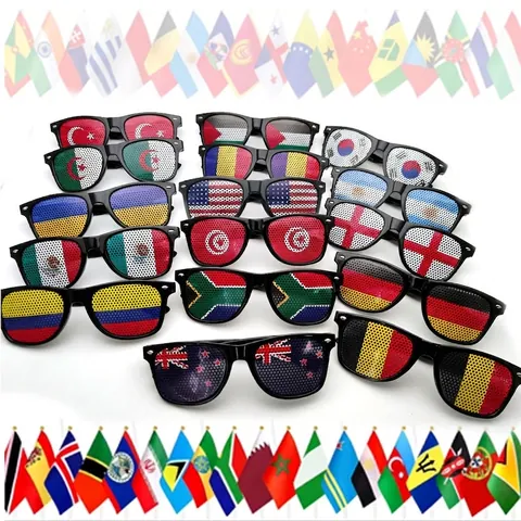National Flag Pinhole Sunglasses Party Fans Cheering Novelty Glasses PC Frame AC Lens UV400 Soccer Pattern Eye Wear For Event
