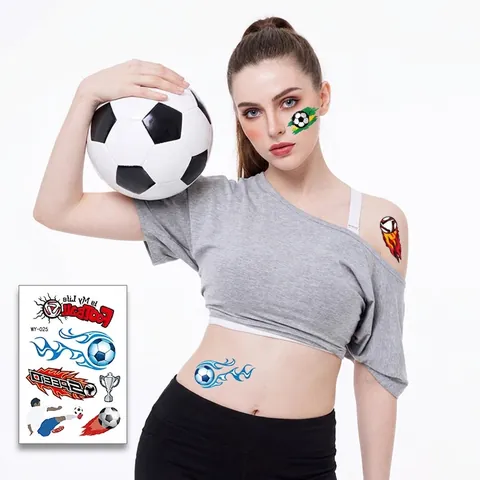 Adesivi per Tatuaggi Temporanei a Tema Calcio Impermeabili Cartone Animato Partita di Calcio Coppa del Mondo Adesivi per Body Art per Bambini Uomini Donne Decorazioni per Feste