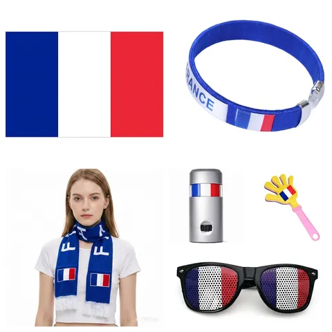 Articles de Support pour Fans de Football Coupe du Monde Drapeau Écharpe Bracelet Lunettes de Soleil Claquoir Peinture pour Visage