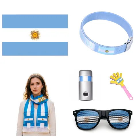 National Flag Football Fan Supporter Kit Scarf Wristband Glasses Face Paint Hand Clapper Stadium Bar Party Cheer Props