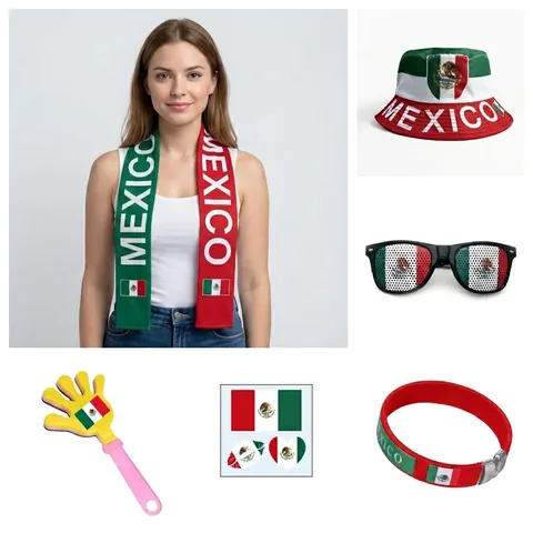 World Cup Fan Support Accessories Scarf Bucket Hat Sunglasses Hand Clapper Stickers Bracelet National Flag Sports Event Gear