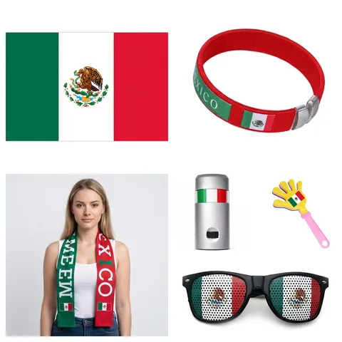 World Cup 2026 Fan Cheering Kit With National Flag Scarf Wristband Face Paint Hand Clapper And Glasses For Football Match Support