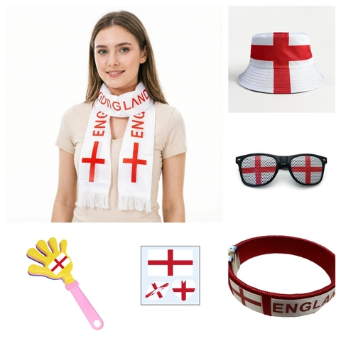 Kit Tifosi di Calcio Sciarpa Cappello alla Pescatora Occhiali da Sole Applauso Adesivi Tatuaggi Braccialetto Mondiale