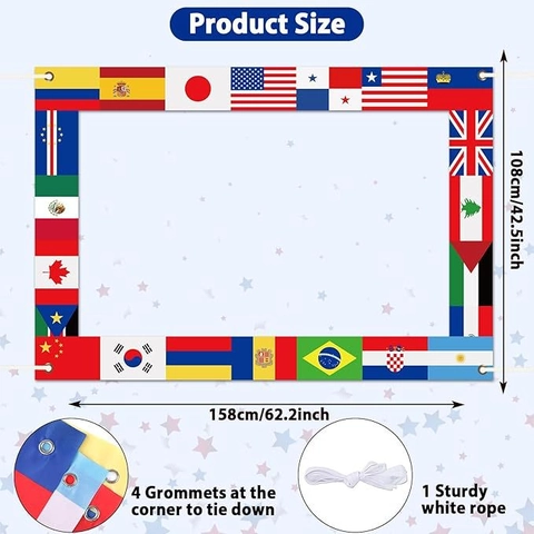 Weltflaggen Hintergrund Foto Requisiten Internationale Party Dekoration Polyester Pongee Stoff Banner Für Weltmeisterschaft