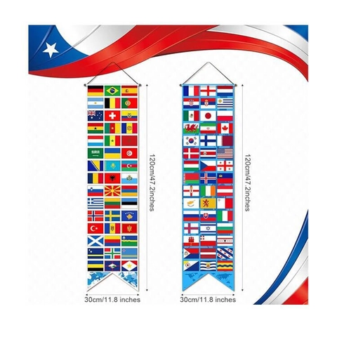 Polyester Banner Wereldkampioenschap Landenvlaggen Kerst Decoratieve Banner Buiten Binnen Hangende Vlag Vakantie Feest Decor Banners Voor Muur Deur