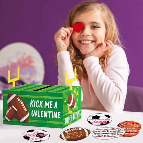 Caja de Intercambio de Tarjetas de San Valentino de Fútbol Y Tarjetas Deportivas para Niños Fiesta Escolar Regalos Niños Niñas