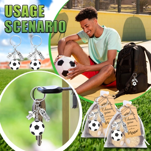 Football Party Keychain With Organza Bags And Thank You Tags Soccer Ball Jersey Shoe Pendants For Fans Athletes Gift