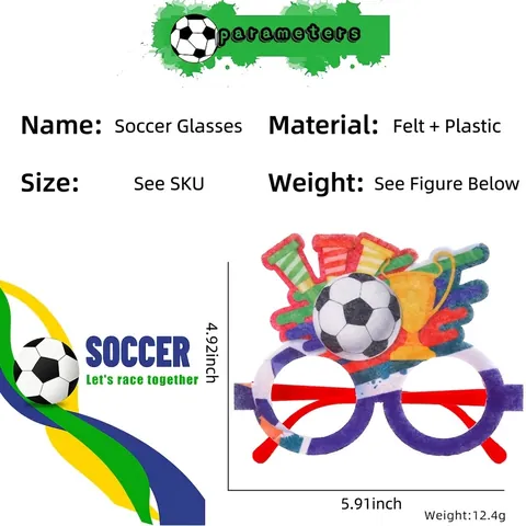Occhiali da Festa per la Coppa del Mondo di Calcio Accessori per il Tifo in Feltro e Plastica Occhiali Decorativi per Tifosi