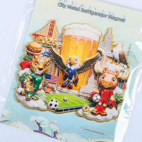 2026 Wereldbeker Souvenir Koelkastmagneet Acryl Metaal 3D Voetbal Mascotte Magneet Voor Huis Keuken Decoratie Cadeau