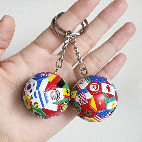 International Flag Soccer Keychain Football Pendant For Fans Sports Souvenir Gift Multicolored Black White PU ABS Alloy Soccer Key Ring