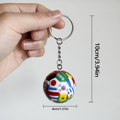 International Flag Soccer Keychain Football Pendant For Fans Sports Souvenir Gift Multicolored Black White PU ABS Alloy Soccer Key Ring