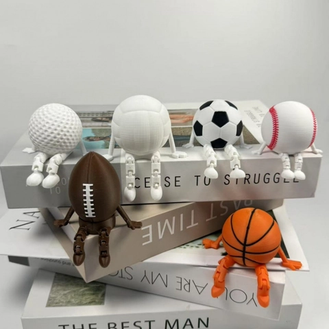 3D-Gedruckte Bewegliche Sportball Actionfiguren Schreibtisch Ornamente Basketball Fußball Baseball Volleyball Golf Bowlingpin Dekoration Geschenk