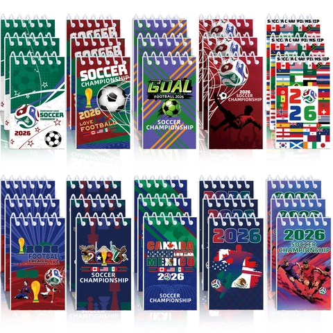 Soccer Championship Party Favor Set Including Decorative Glasses Keychains Slap Bracelets Notebooks And Cake Toppers For Sports Fans Celebration