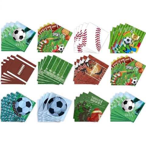 Sport Thema Wegwerp Papieren Servetten Voetbal Basketbal Honkbal Rugby Patroon Tafelgerei Voor Verjaardag Feest Evenement Decoratie