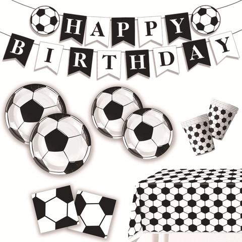 Soccer Football Theme Party Decorations Disposable Tableware Paper Plates Cups Napkins Banner Tablecloth For World Cup Birthday Sports Events
