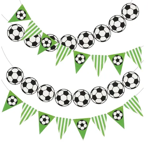 Kit de Décoration de Fête sur le Thème du Football Bannière Suspendue Motif Ballon de Foot et Guirlande de Fanions pour Anniversaire Événement Sportif