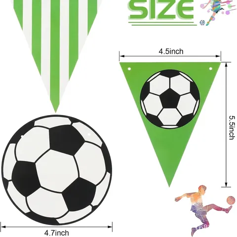 Kit de Décoration de Fête sur le Thème du Football Bannière Suspendue Motif Ballon de Foot et Guirlande de Fanions pour Anniversaire Événement Sportif
