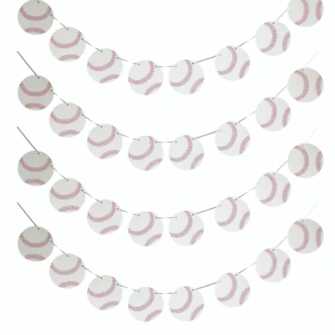 Sports Ball Paper Banner Garland Basketball Baseball Football Soccer Volleyball Softball Decorations For Birthday Party Celebrations Room Decor