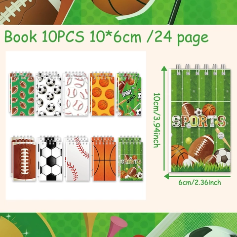 Mini Taccuino a Spirale a Tema Sportivo Blocco per Appunti Tascabile Portatile per Bambini Premi Scolastici Motivi Basket Calcio Baseball