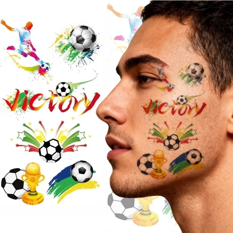 Adesivi per Tatuaggi Temporanei per Tifosi di Calcio Impermeabili Tatuaggi per il Viso per Eventi Sportivi Accessori per Tifosi Modello Trofeo