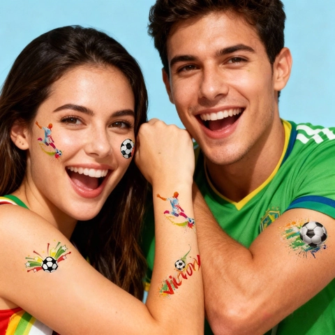 Adesivi per Tatuaggi Temporanei per Tifosi di Calcio Impermeabili Tatuaggi per il Viso per Eventi Sportivi Accessori per Tifosi Modello Trofeo