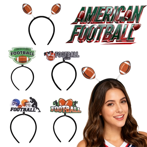 Cerchietto per Capelli a Tema Football Americano in Feltro Plastica Oggetti di Scena Sportivi Design con Casco e Silhouette Atleta