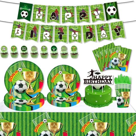 Fußball Thema Weltmeisterschaft Partygeschirr Set Grasgrüner Rasen Papier Teller Tassen Servietten Tischdecke Für Geburtstagsfeier