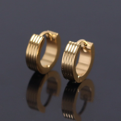 Pendientes de Aro Minimalistas de Acero Inoxidable Con Textura Acanalada Estilo Industrial Pendientes Huggie para Hombres Mujeres Joyería