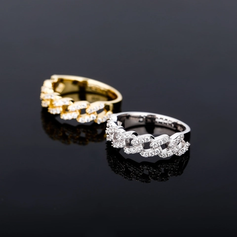 Anillo De Cadena Cubana Plata De Ley 925 Circonita Micro Pave Hip Hop Joyas De Moda Unisex