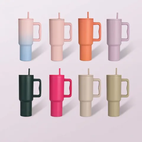 Insulated Car Tumbler 304 Stainless Steel Double Wall Vacuum Travel Mug With Handle And Straw Large Capacity Portable